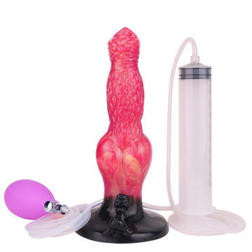 8 Inch Red Inflatable Ejaculating Dog Dildo