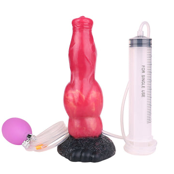 8 Inch Red Fantasy Dog Ejaculating Dildo