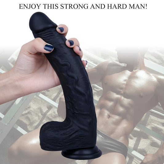 10 Inch Silicone Dual Density Big Black Dildo