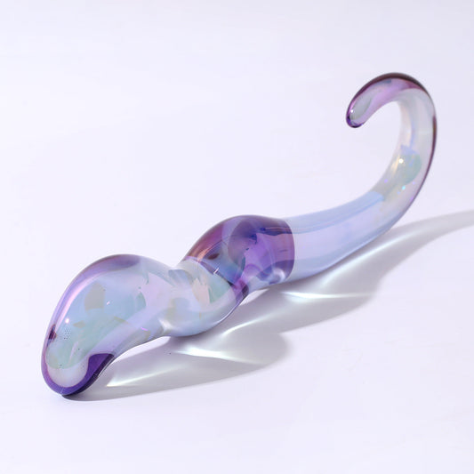 7 Inch Purple Wavy Curved Glass Dildo
