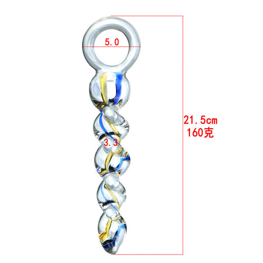 Spiral Texture Butt Plug Glass Dildo