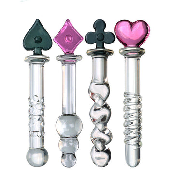 Poker Series Pattern Clear Glass Dildo
