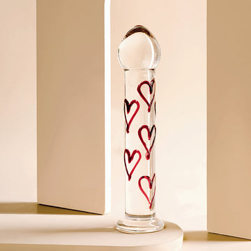 Red Heart Clear Anal Glass Dildo