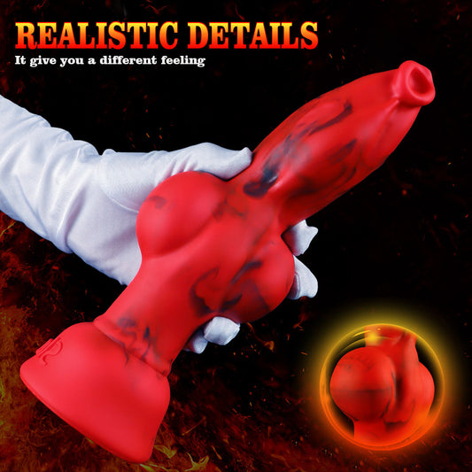 10" Multi Size Red Huge Knot Dog Dildo