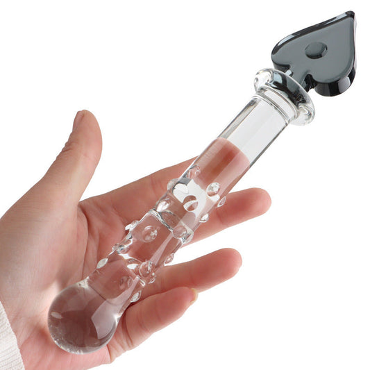 Poker Series Pattern Clear Glass Dildo