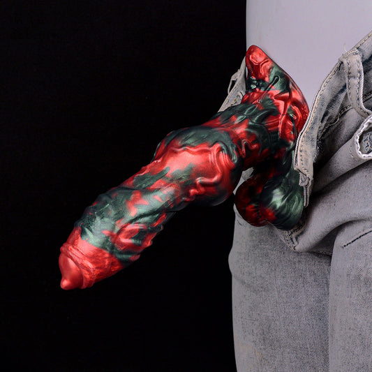 8 Inch Red Black Fantasy Dog Dildo