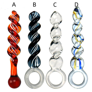 Spiral Texture Butt Plug Glass Dildo