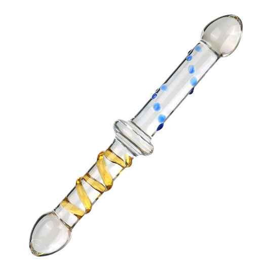 Beaded Textured Double Head Glass Dildo