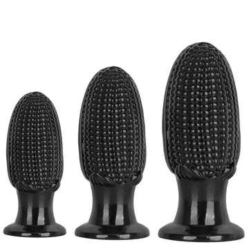 Black PVC Corn Cob Butt Plug Dildo