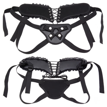 Lace Flower Black Plus Size Strap Ons