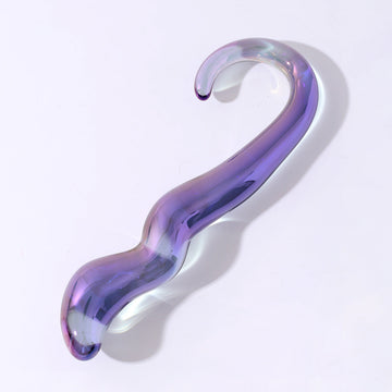 7 Inch Purple Wavy Curved Glass Dildo