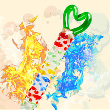 Colored Raised Pull Ring Anal Glass Dildo