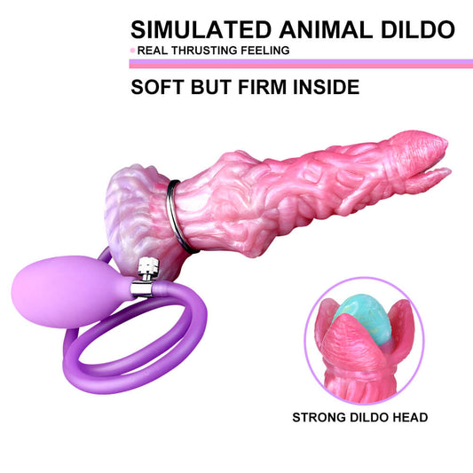 Pink Alien Ovipositor Dildo with Air Bag