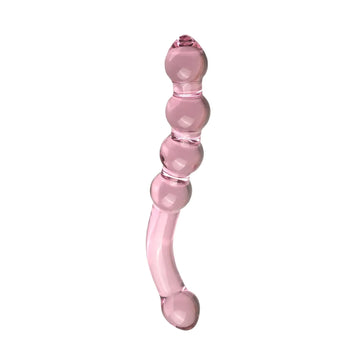 Pink Beads G-spot Stimulator Glass Dildo