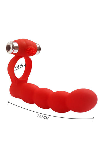 Vibrating Cock Ring Double Penetration Strapon Dildo Anal Beads Butt Plug