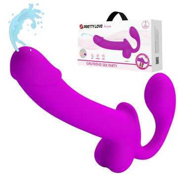 Purple Silicone Lesbian Squirt Strapless Dildo