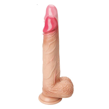9 Inch Vibrating Silicone Thrusting Dildo