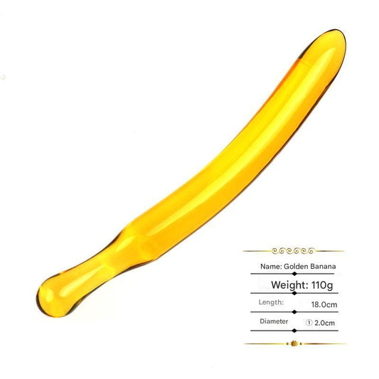 Yellow Slim Banana Disguise Glass Dildo