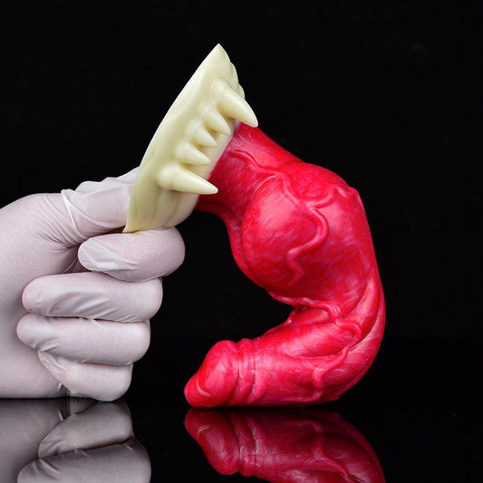 7 Inch Red Silicone Fanged Dog Dildo