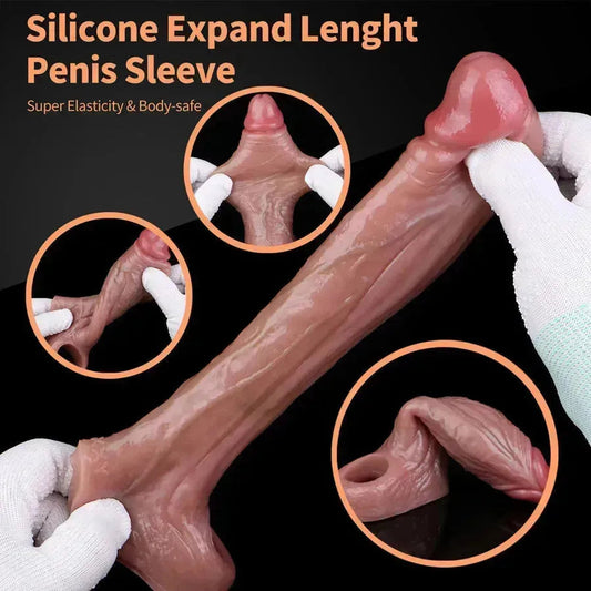 Spiked Hollow Dildo Silicone Penis Sleeve