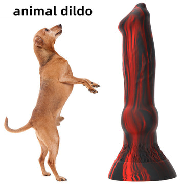 7 Inch Black Red Silicone Knot Dog Dildo