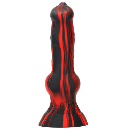 7 Inch Black Red Silicone Knot Dog Dildo