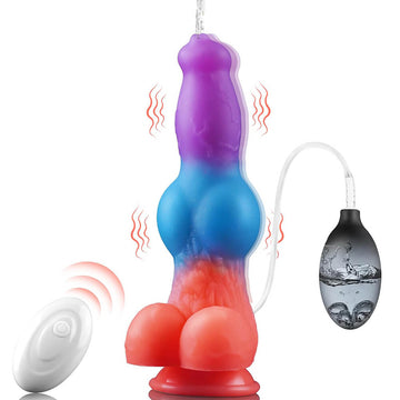9 Inch Color Mixing Remote Control Vibrating  Ejaculating Dildo