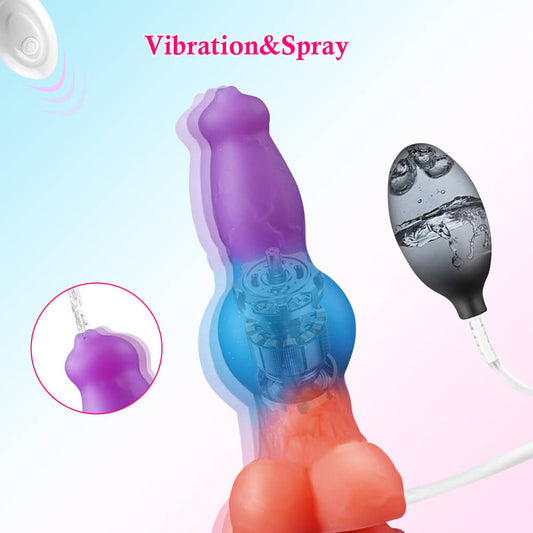 9 Inch Color Mixing Remote Control Vibrating  Ejaculating Dildo