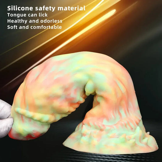 9 inch Mixed Color Silicone Large Dragon Dildo