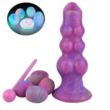 Purple Luminous Egg Silicone Ovipositor Dildo