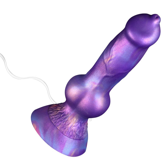 Purple Silicone Dog Knot Ejaculating Dildo