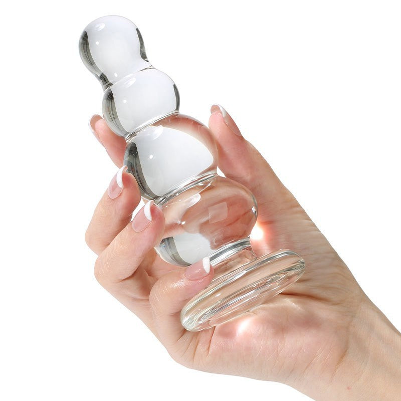 Anal Training Clear Beaded Glass Butt Plug