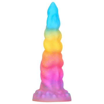 Ribbed Luminous Anal Rainbow Dildo
