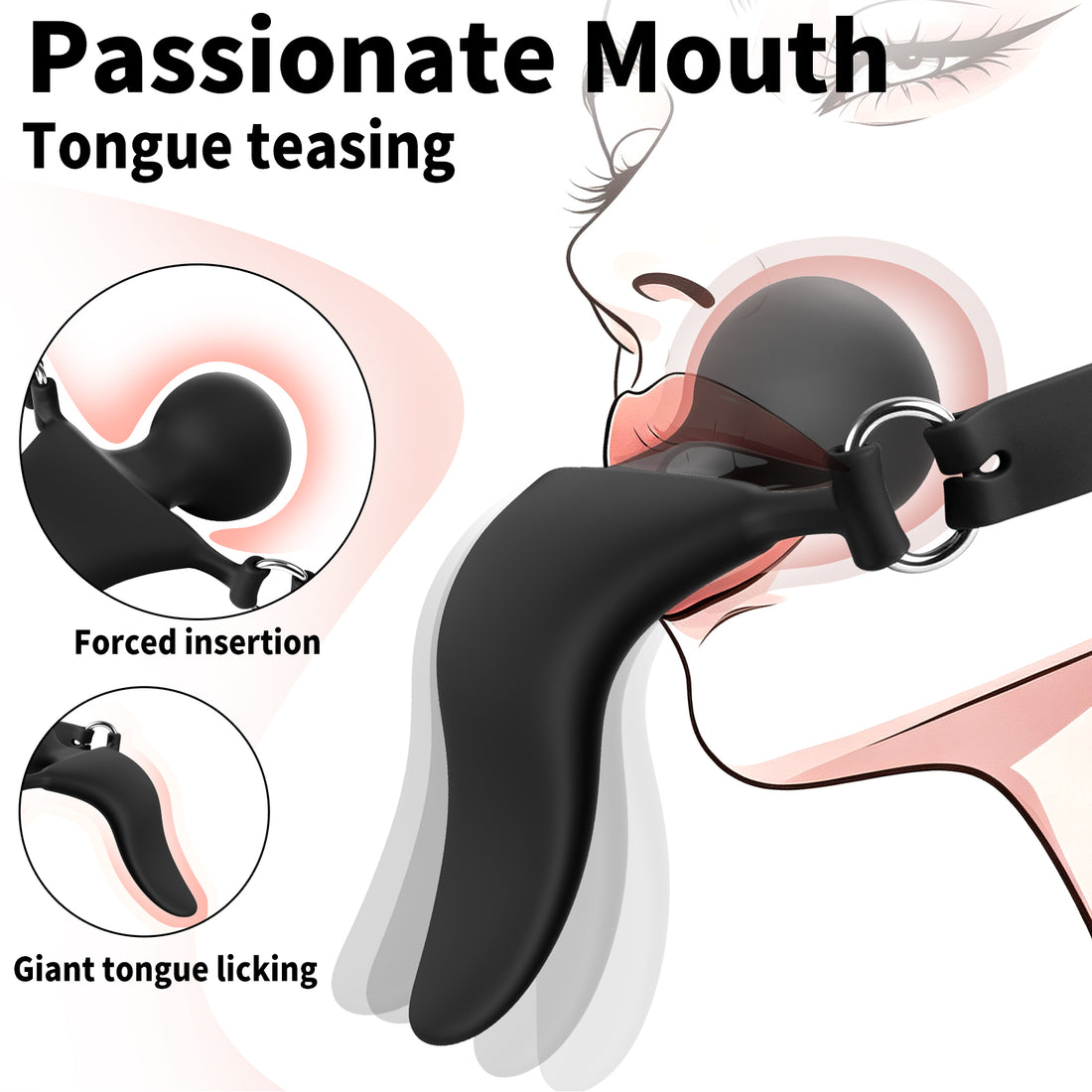 3.6 Inch Big Tongue BDSM Silicone Ball Gag