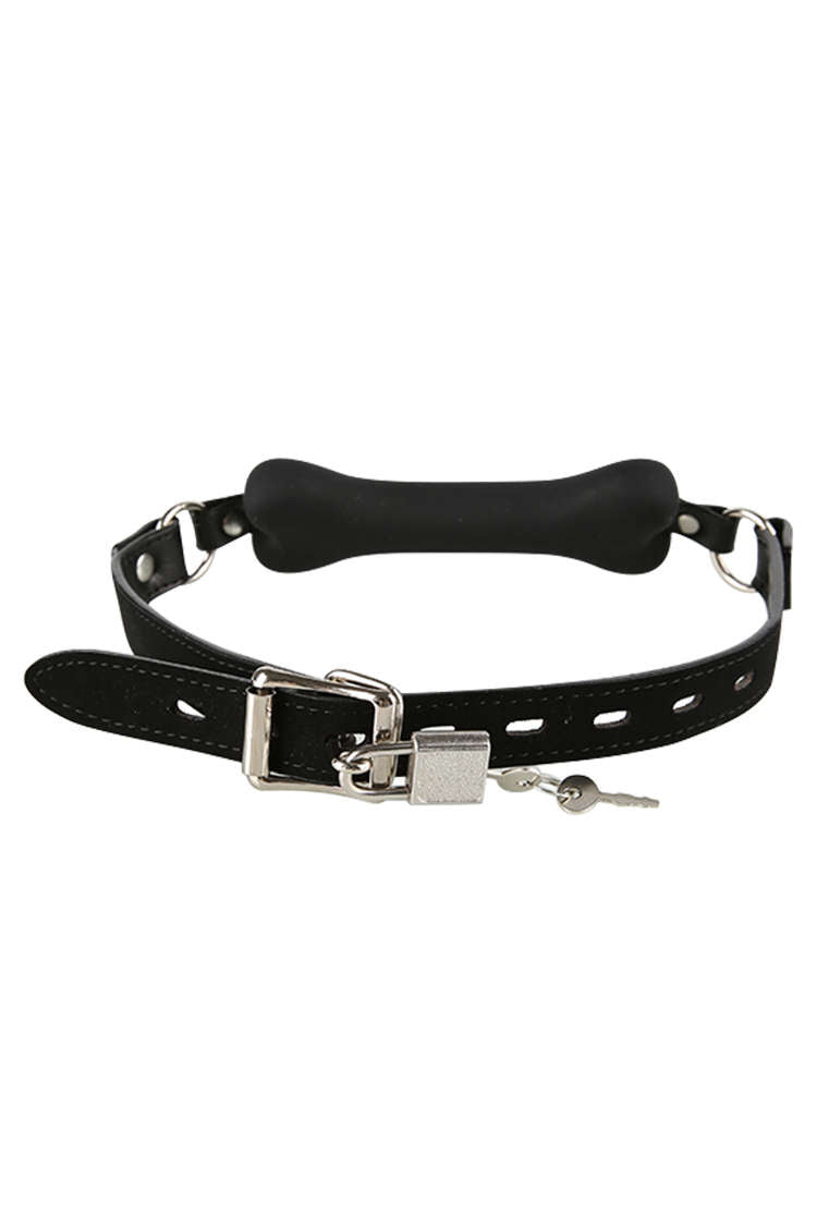 Dog Bone Silicone Mouth Gag Black Red Pink