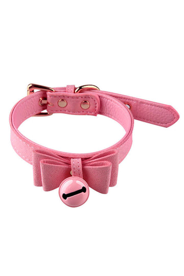 Pink Bowknot Jingle Bell BDSM Collar