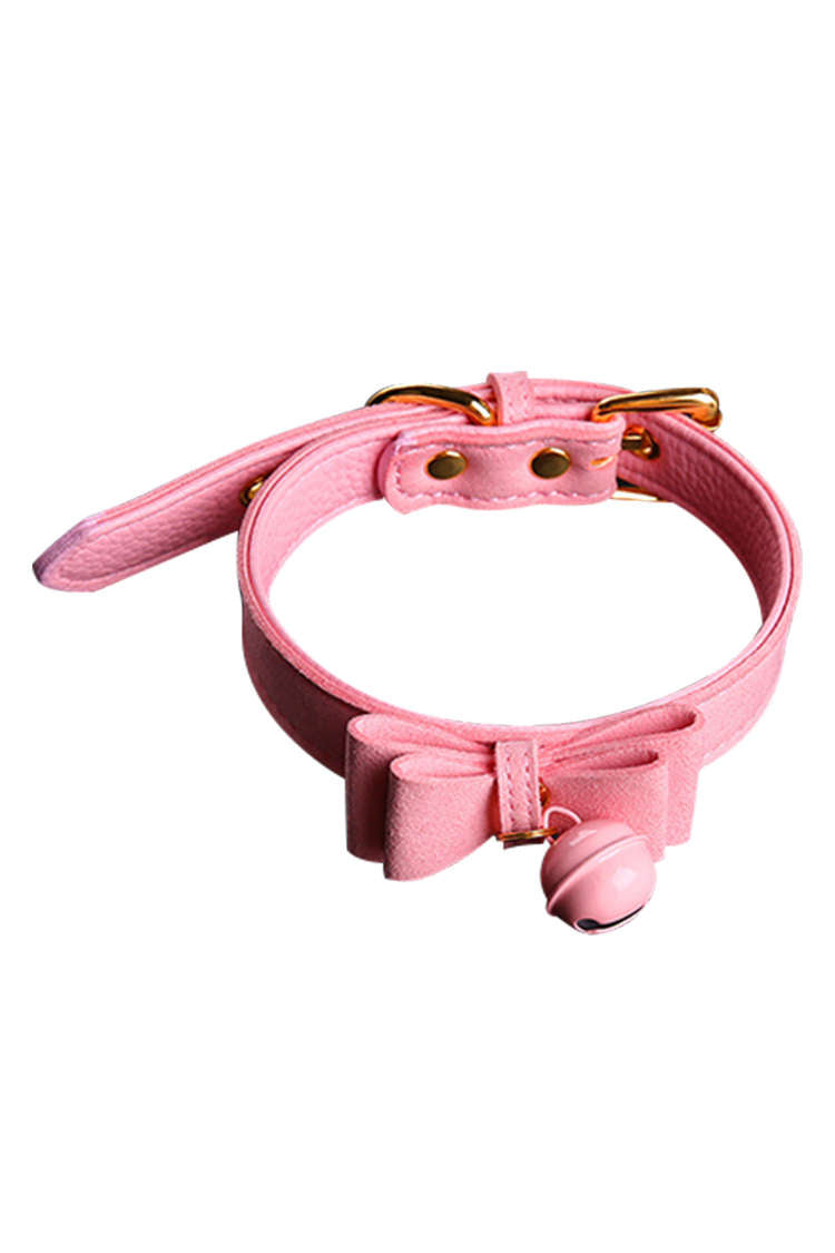 Pink Bowknot Jingle Bell BDSM Collar