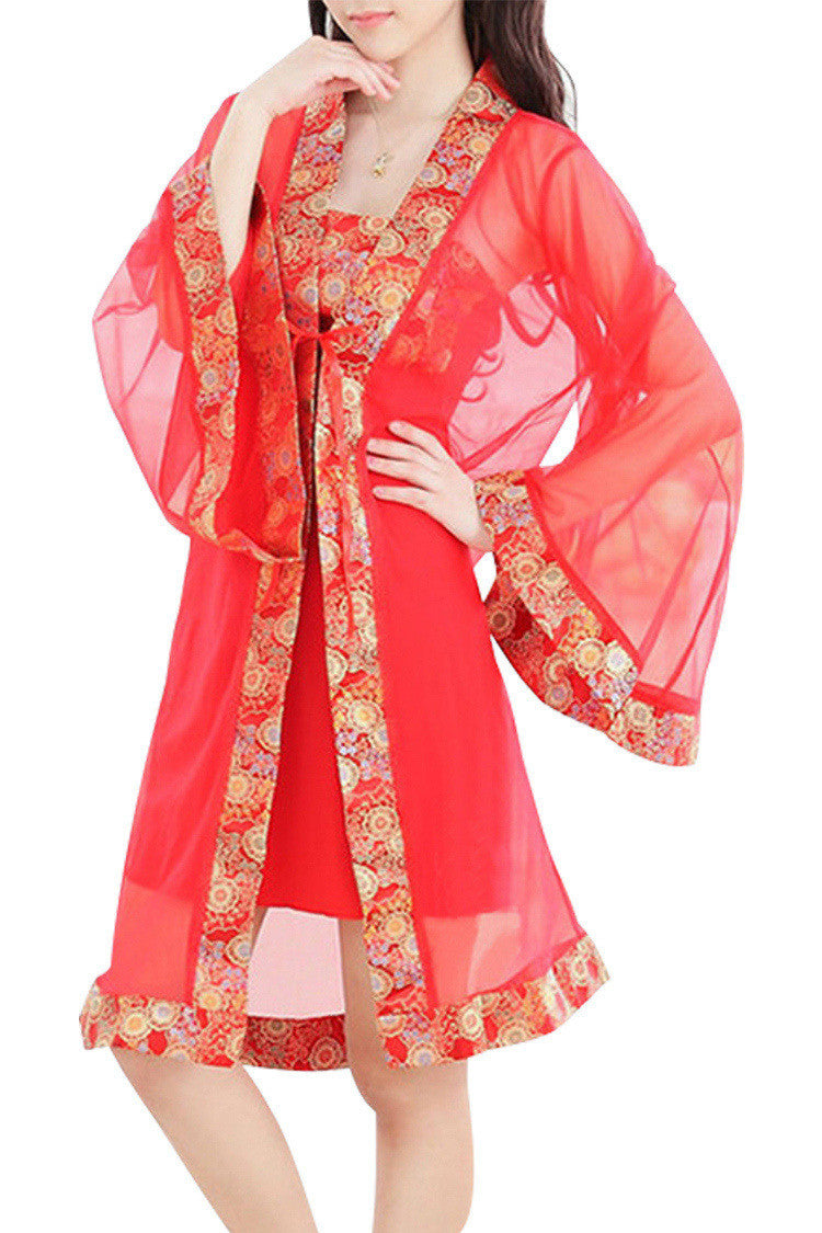 Asia Sexy Sheer Robe and Babydoll Lingerie 3pc Set
