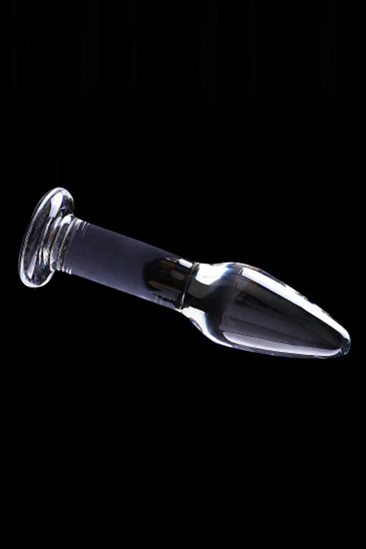 Smooth Teardrop Purple Crystal Glass Butt Plug