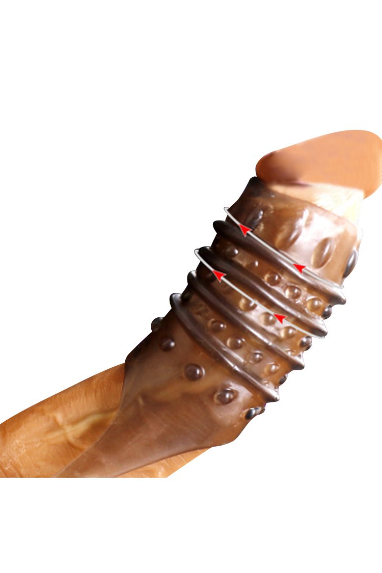 Silicone Penis Sleeve Extender Sex Toy Brown / A