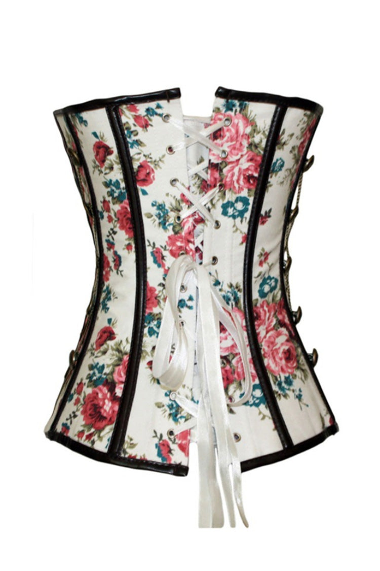 Floral Print Gothic Overbust Corset
