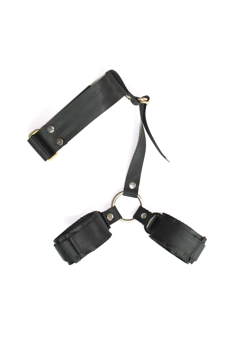 Nylon BDSM Collar to Wrist Cuffs Position Restraint