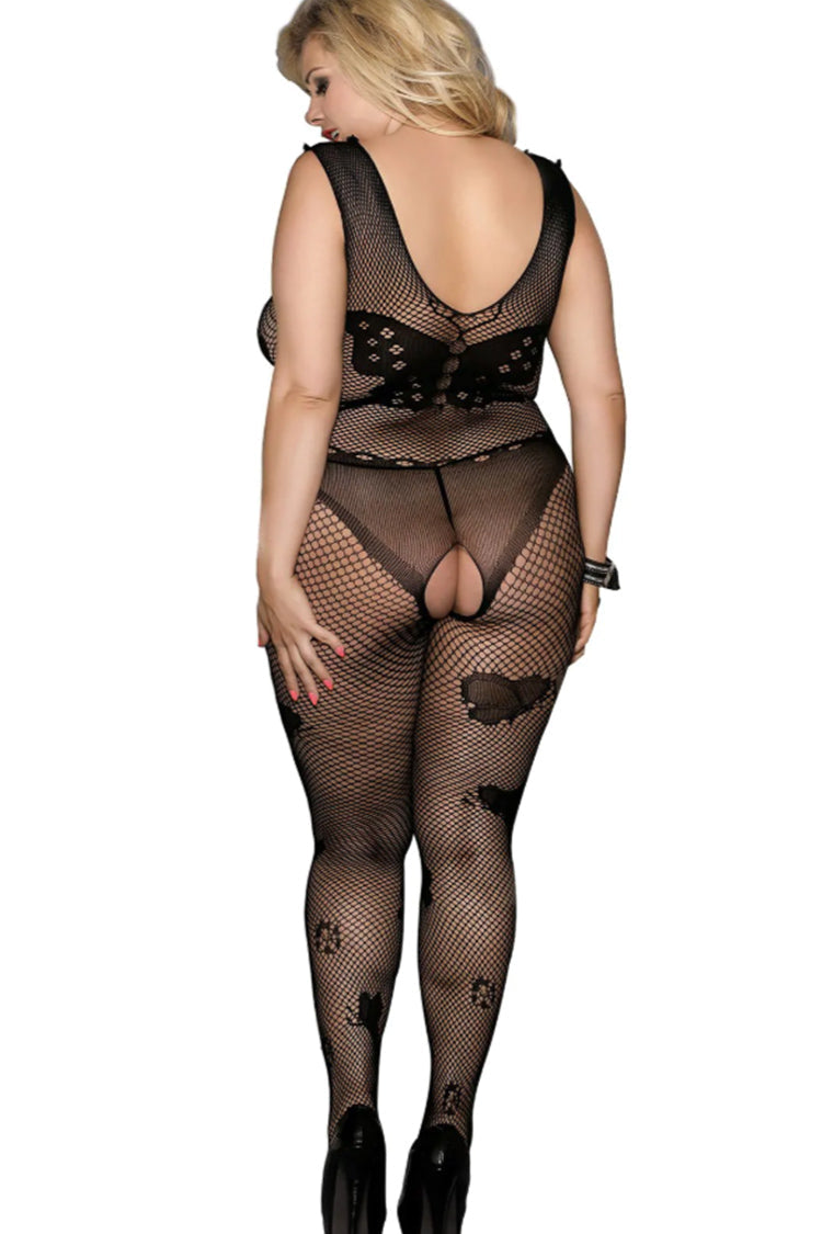 Sexy See Through Butterfly Crotchless Bodystocking