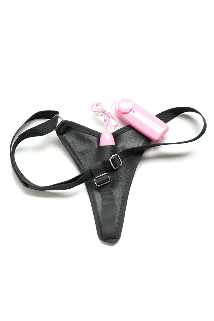 Adjustable Vibration Crotchless Leather Panties