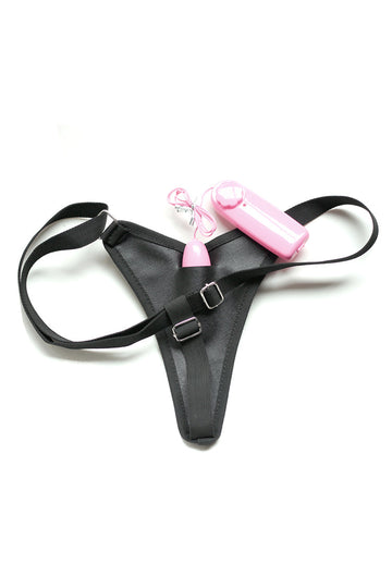 Adjustable Vibration Crotchless Leather Panties