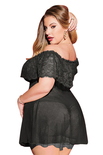 Plus Size Off Shoulder Lace Sexy Short Dress