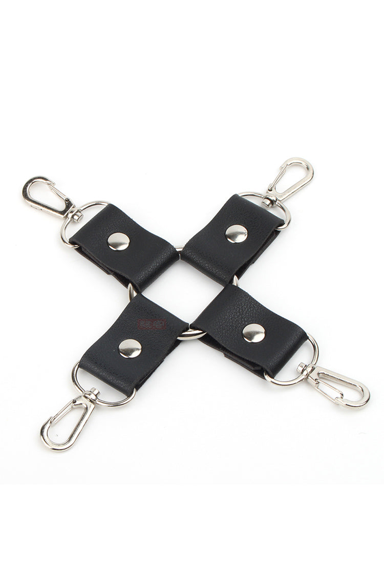 Leather Hogtie Restraint with Metal Swivel Snap Hook