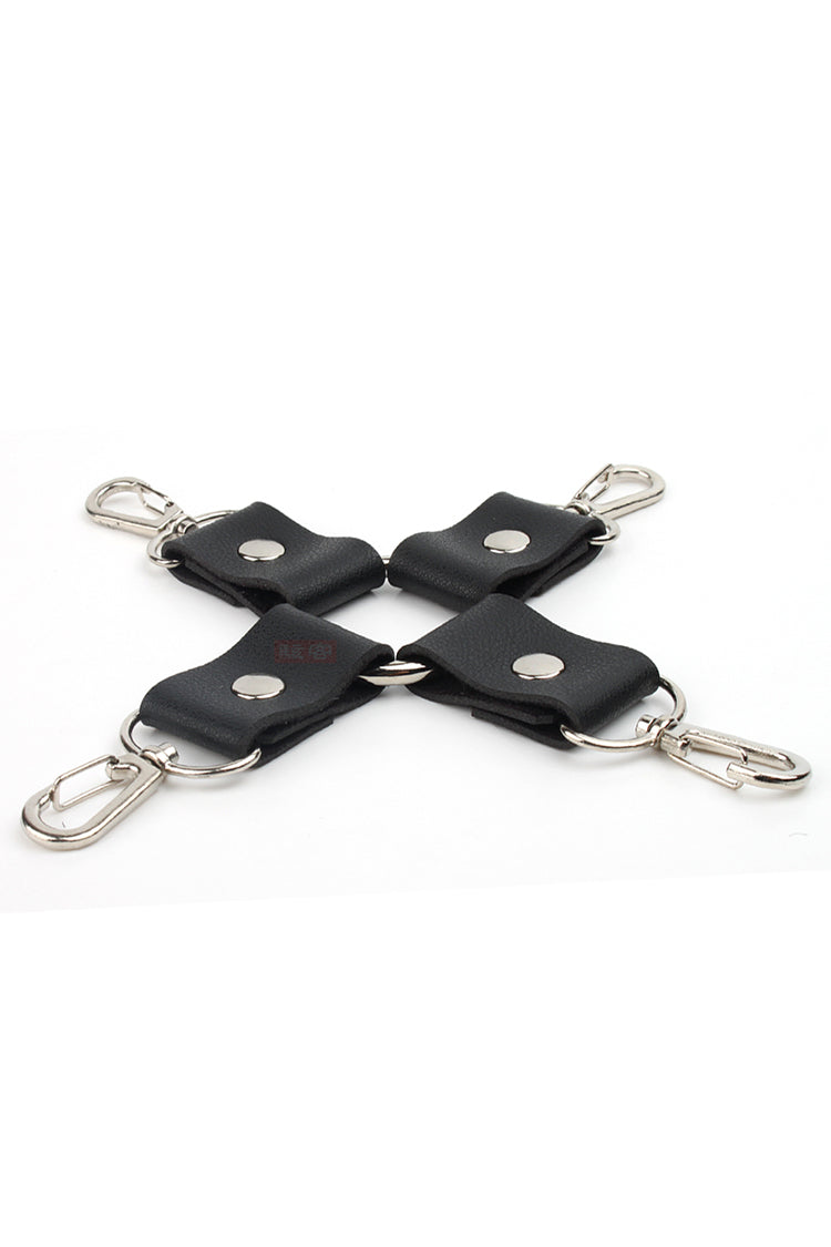 Leather Hogtie Restraint with Metal Swivel Snap Hook