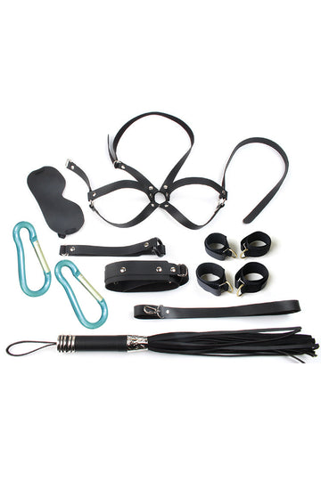 Black Restraint 10pc Set Bondage Kit