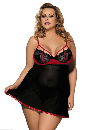 Sexy Lace Babydoll and Panties Lingerie Set